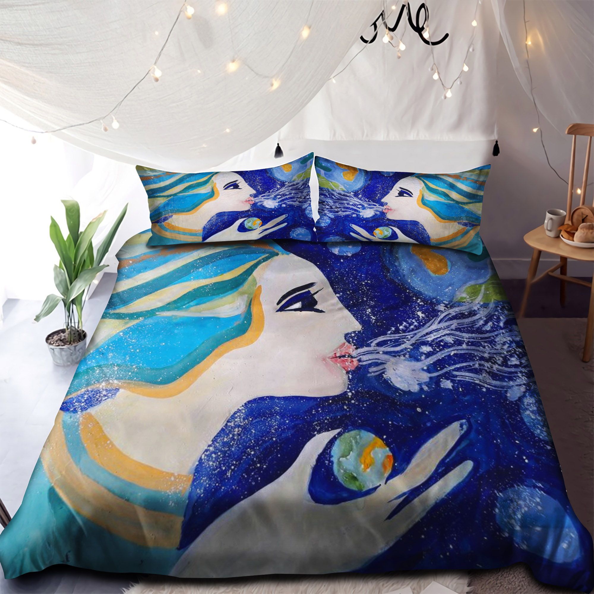 Girl Blow Space Bedding Set