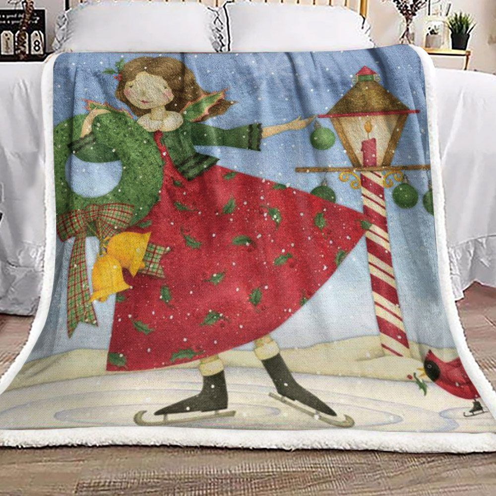 Girl Christmas Sherpa Fleece Blanket