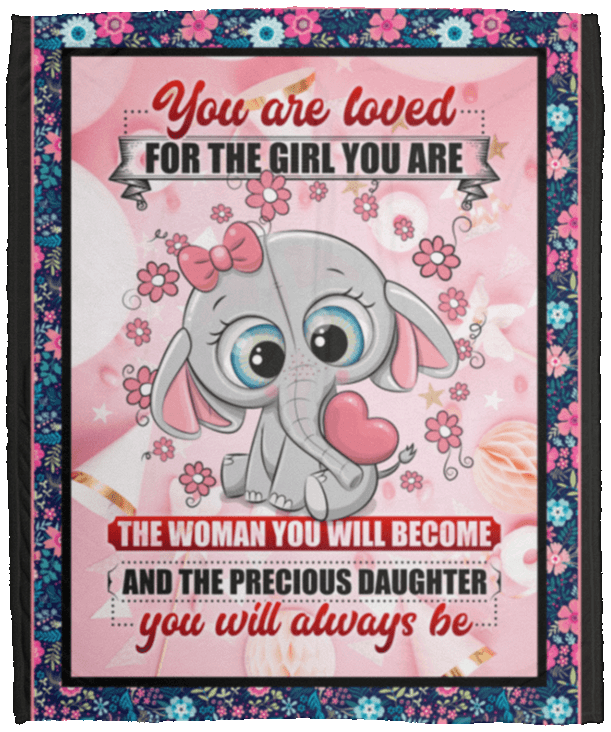 Girl Elephant Sherpa Fleece Blanket