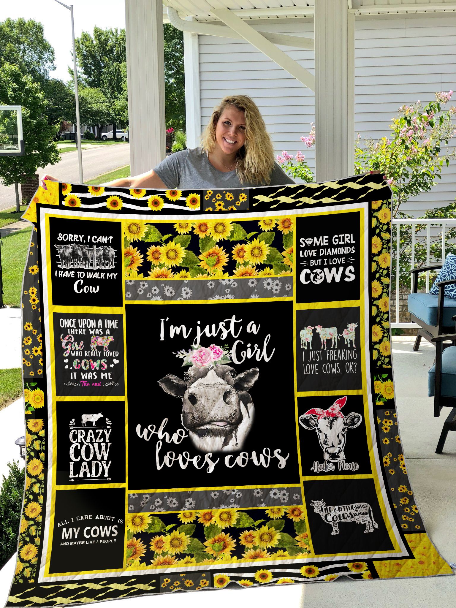 Girl Loves Cows Quilt Blanket DHC1501479VT