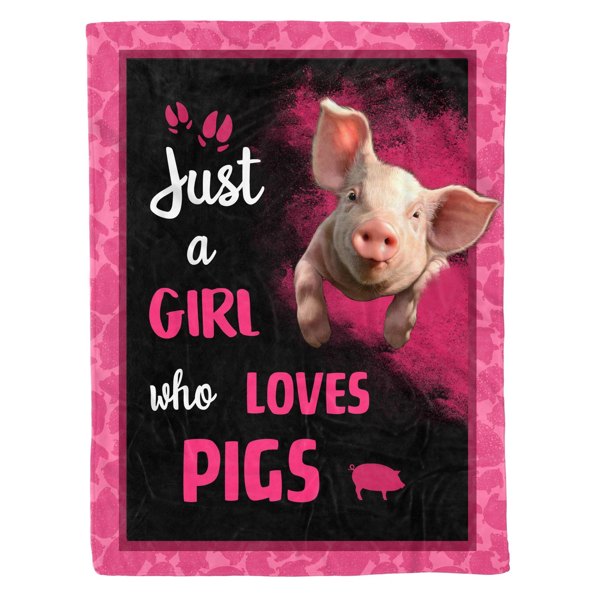 GIRL LOVES PIG Fleece Blanket