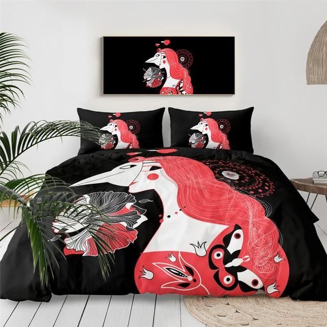 Girl Portrait Butterfly Bedding Set