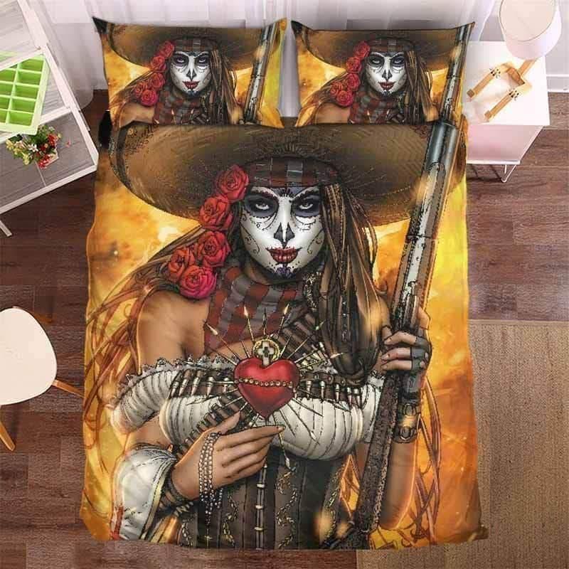 Girl Skull Gunner Bedding Set