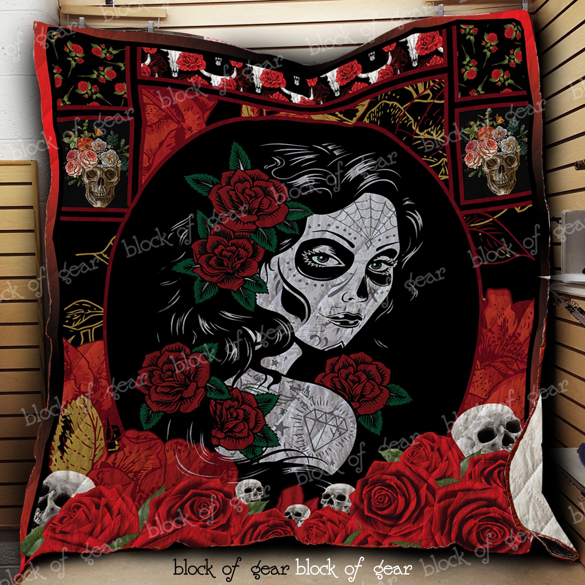 Girl Skull Red Rose Quilt Dk472 Dhc11122037Dd
