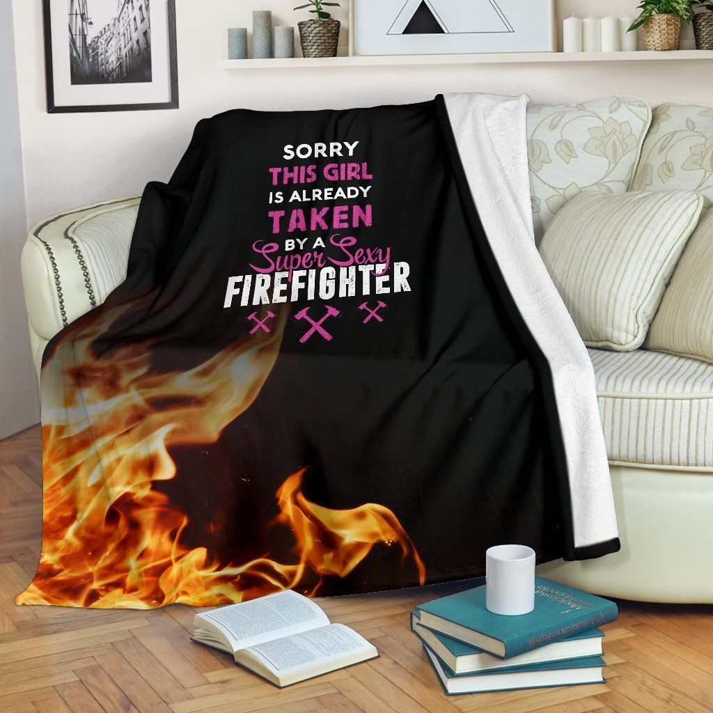 Girl Taken By Sexy Firefighter Sherpa Fleece Blanket