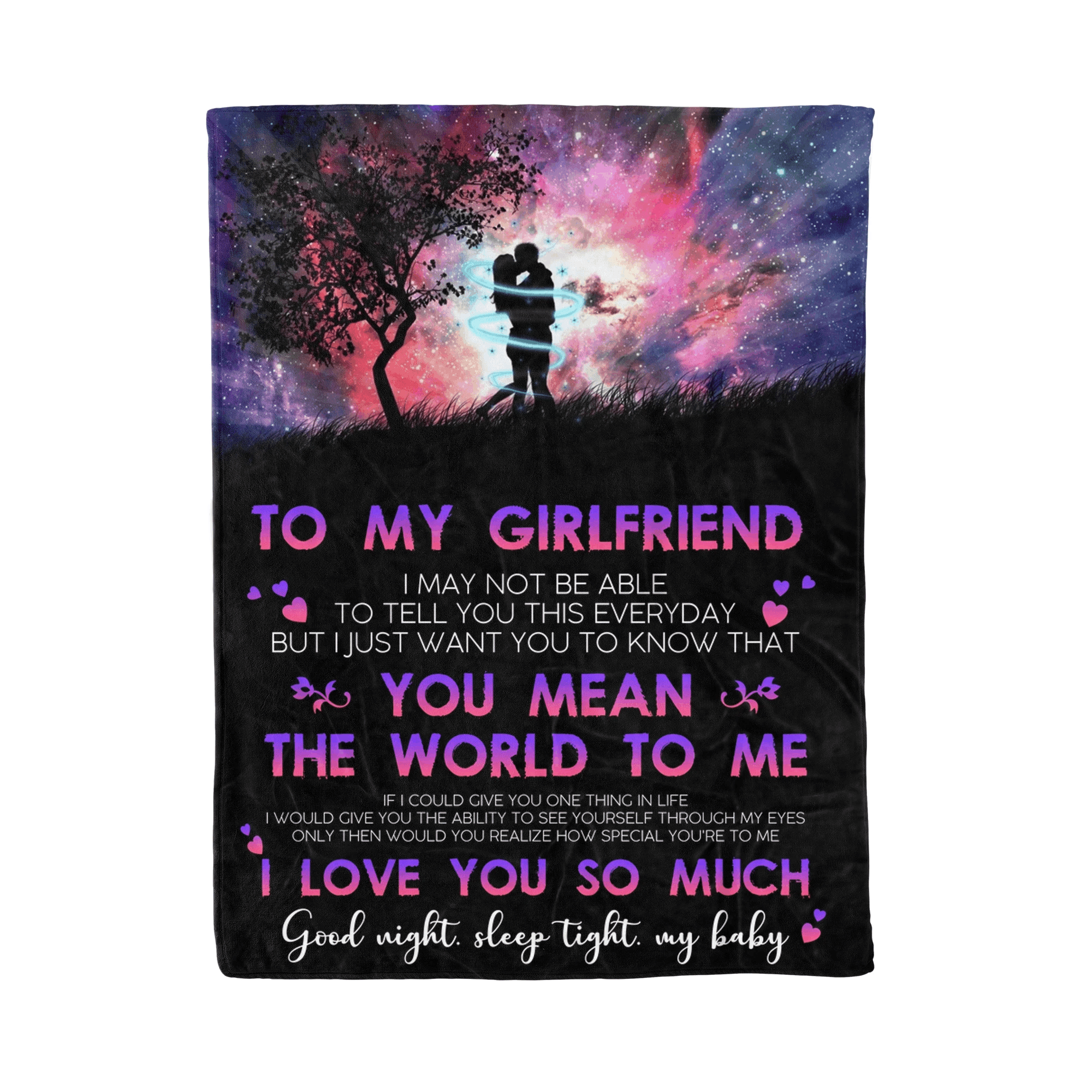 Girlfriend Blanket Gift For Her You Mean The World To Me Sherpa Fleece Blanket