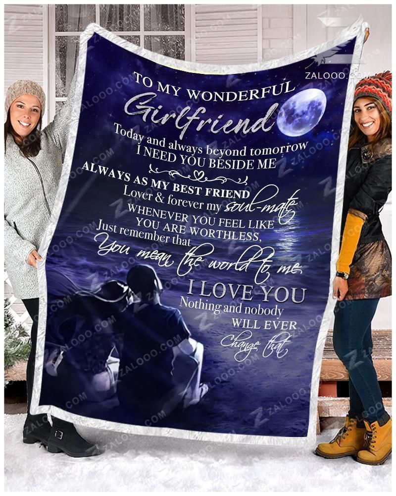 Girlfriend You Mean The World To Me Sherpa Fleece Blanket