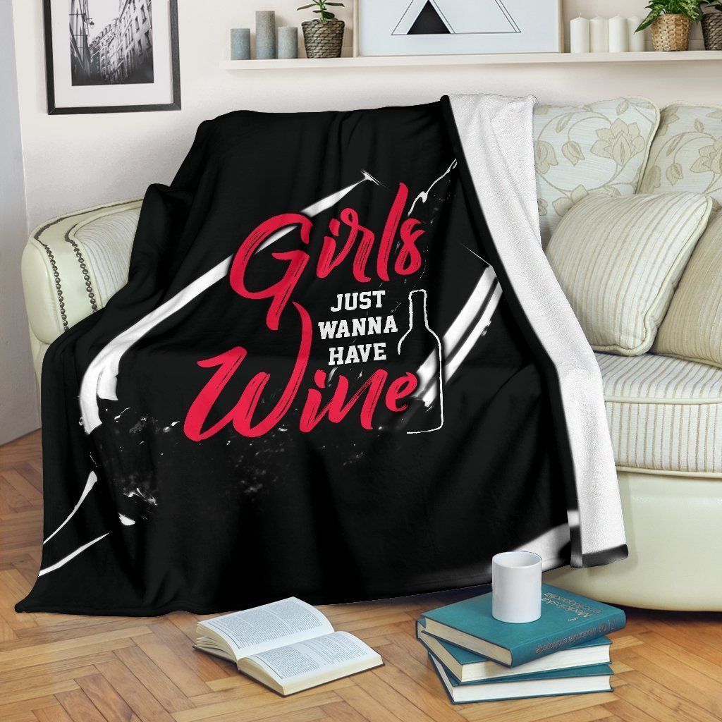 Girls Just Wanna Have Wine Sherpa Fleece Blanket