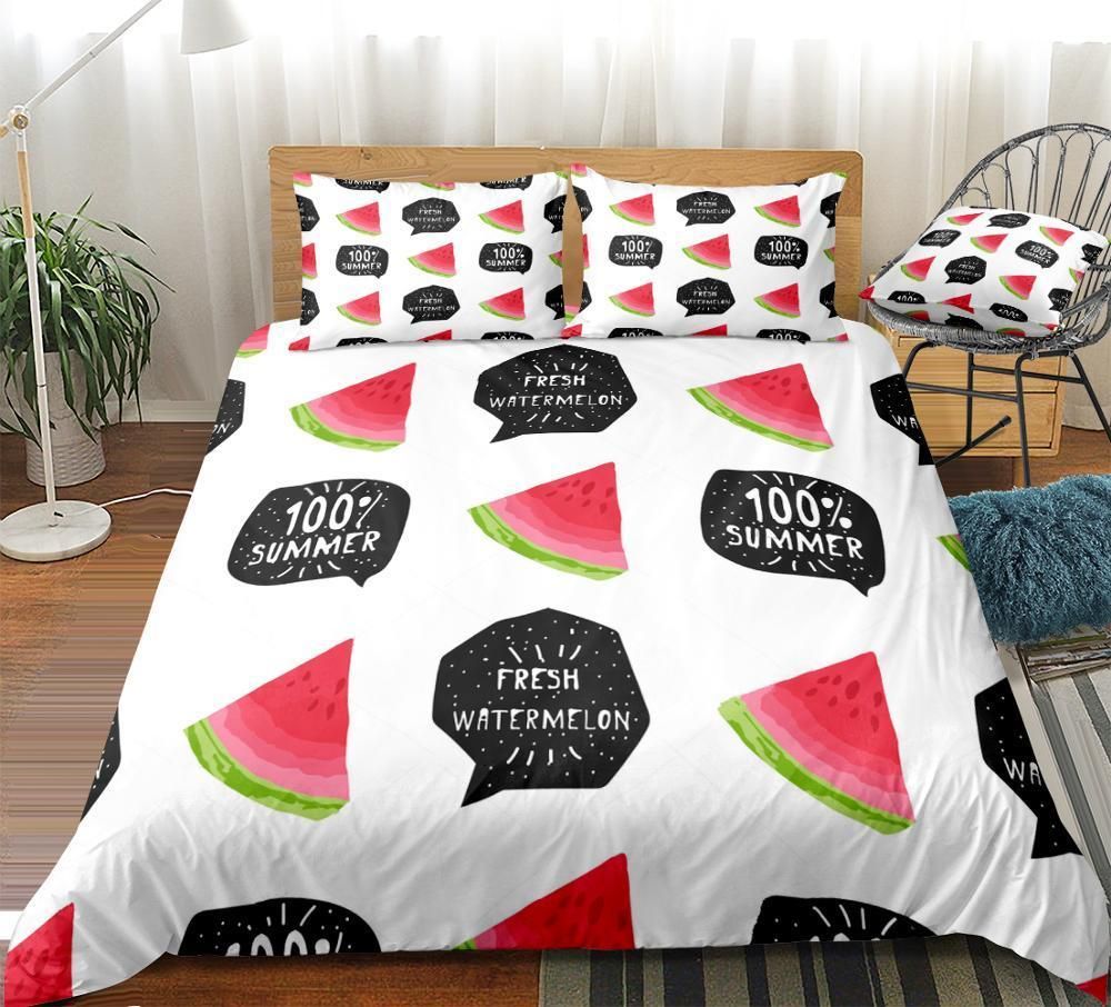 Girls Watermelon Pattern White Bedding Set