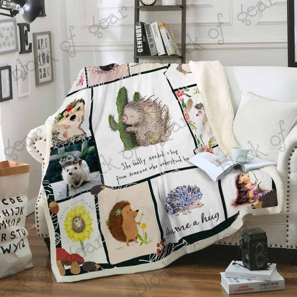 Give Me A Hug Hedgehog Fleece Blanket
