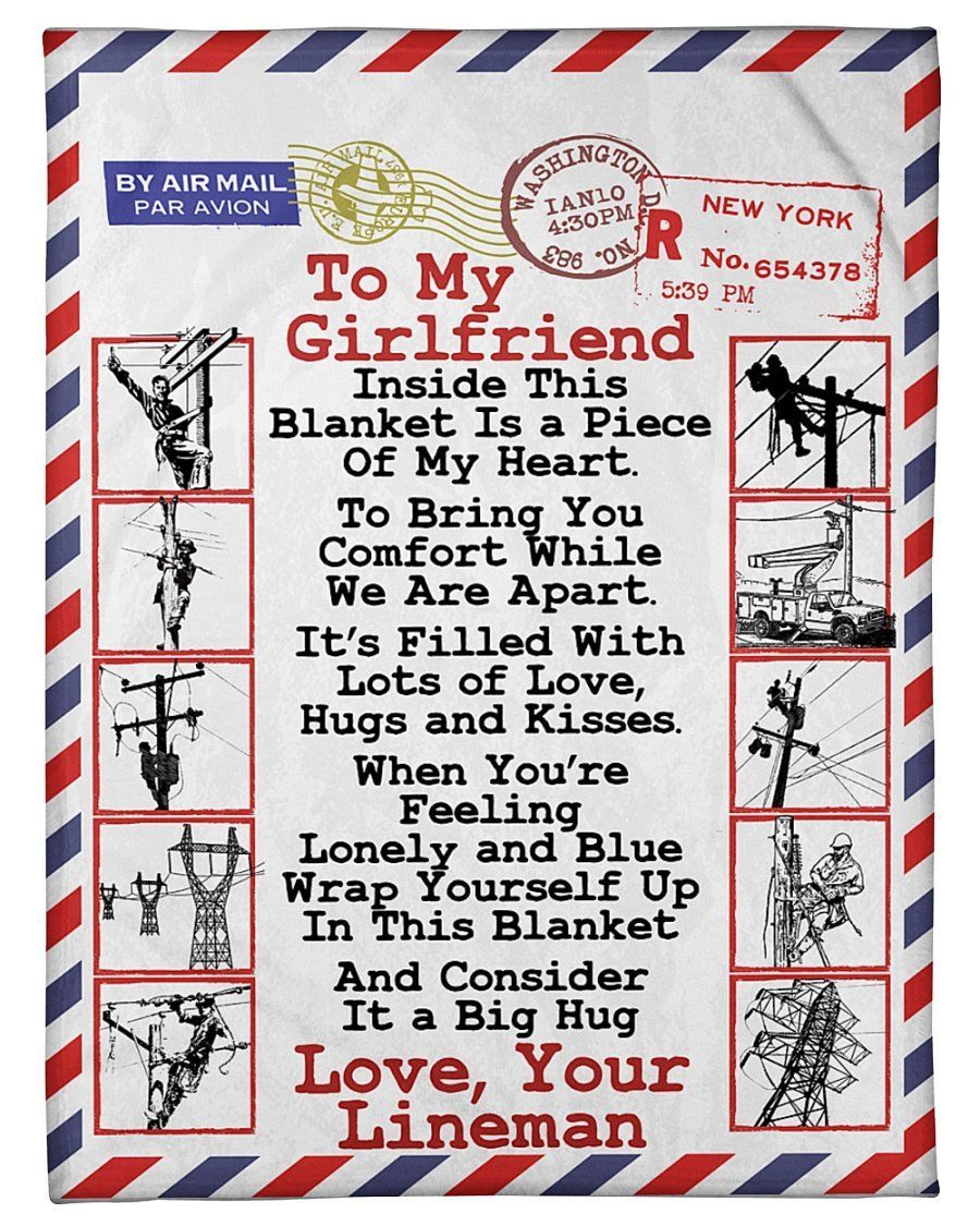 Giving Lineman’s Girlfriend Inside This Blanket Is A Piece Of My Heart Fleece Blanket Fleece Blanket