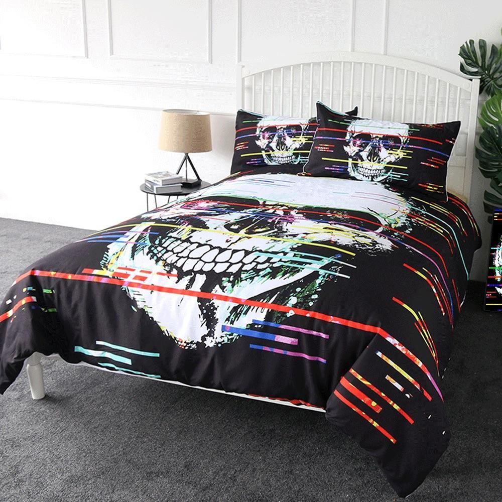 Glitchy Skull Bedding Set