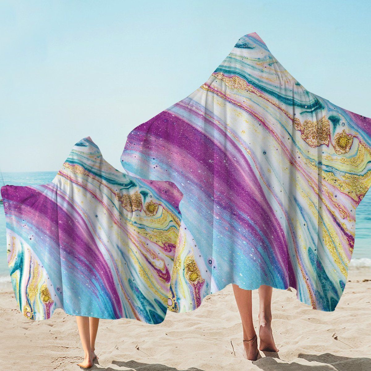 Glittered Fairy Stream Pattern Printed Hooded Towel