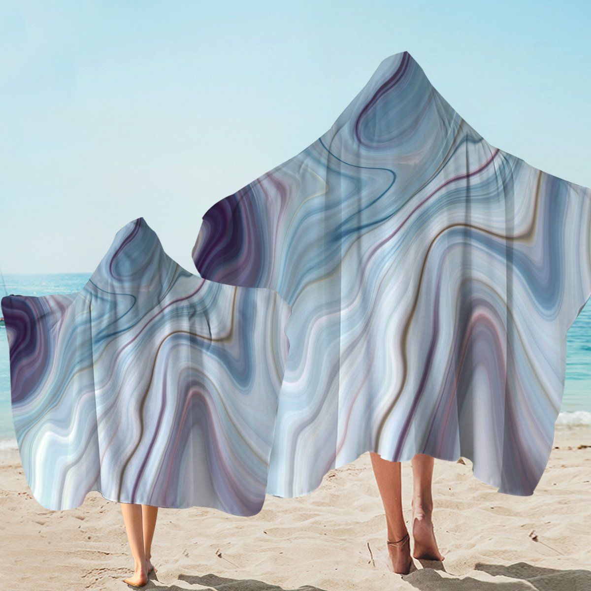 Glittered Pearly Stream Printed Hooded Towel