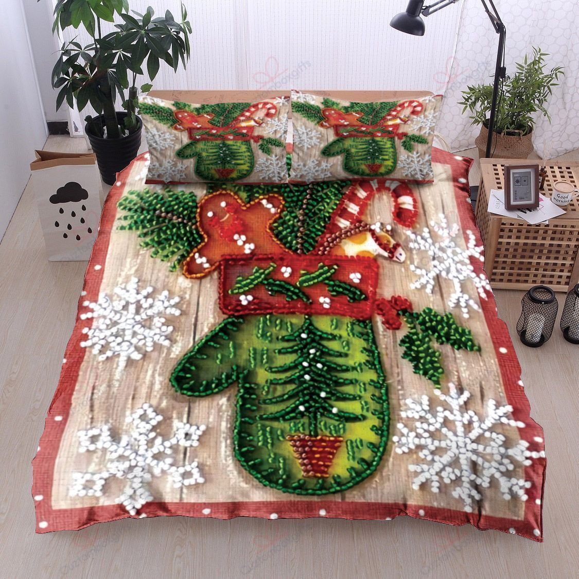 Gloves Christmas Printed Bedding Set