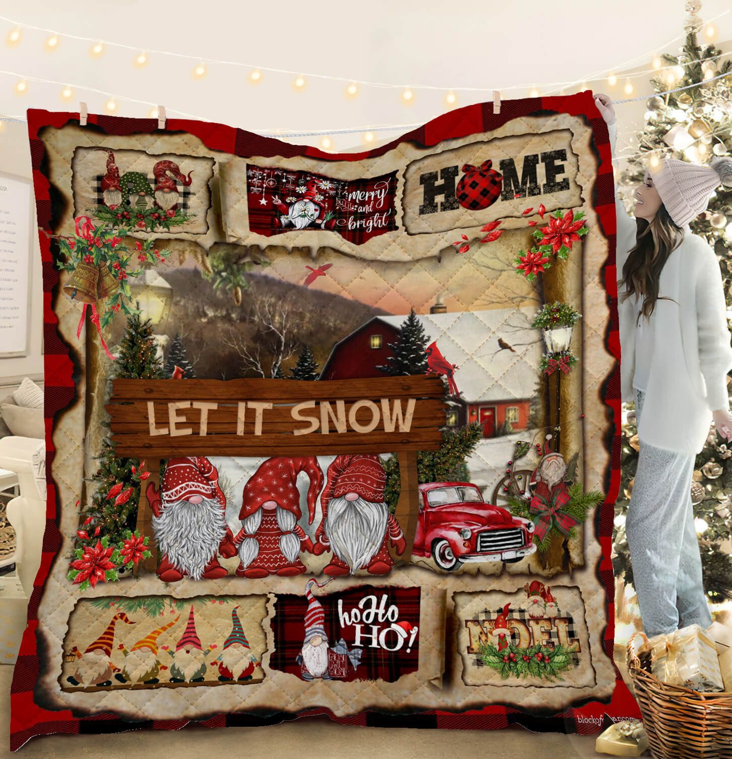 Gnome Christmas DAC161106 Quilt Blanket