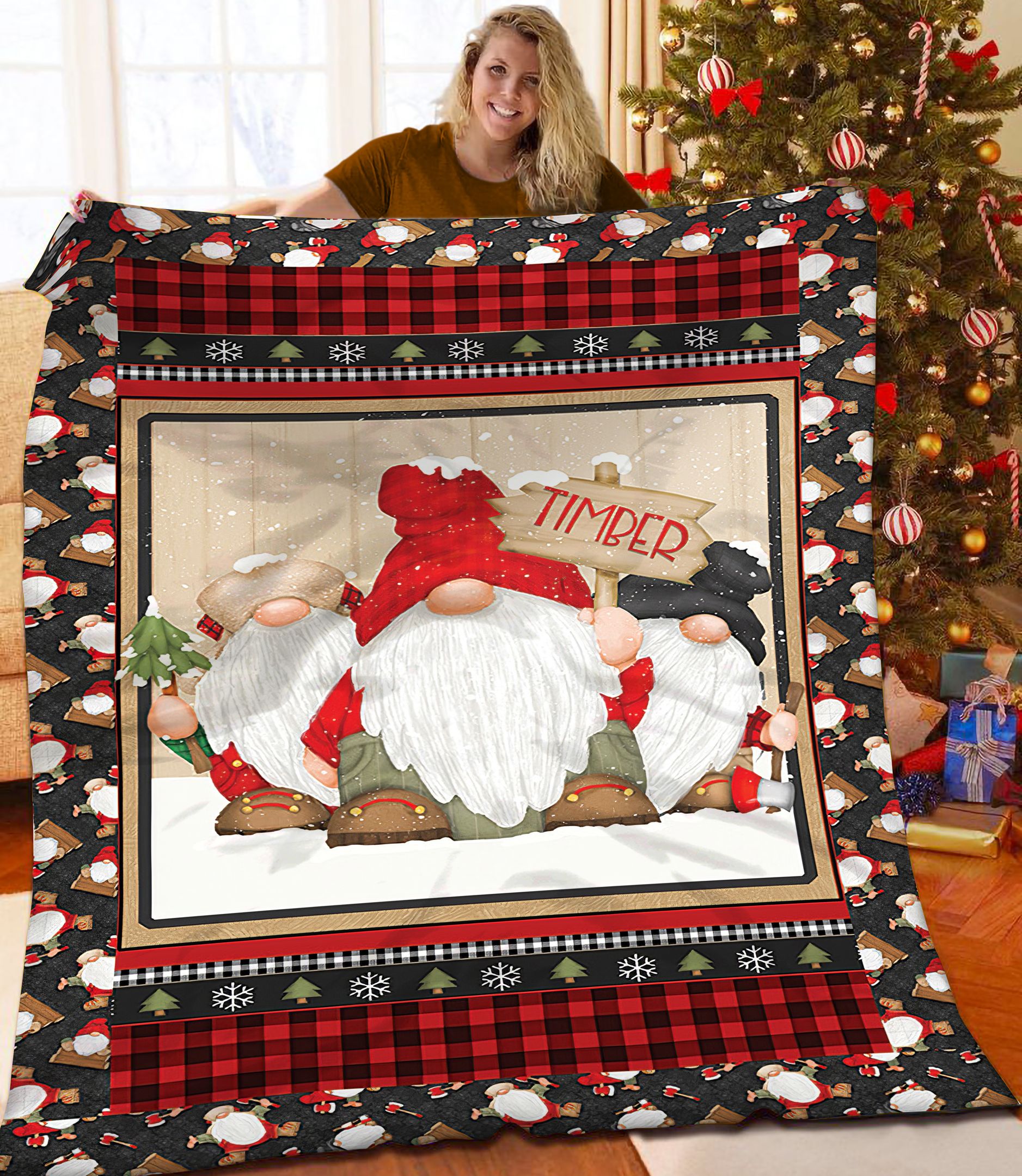 Gnome Christmas DQA161105NA Quilt Blanket