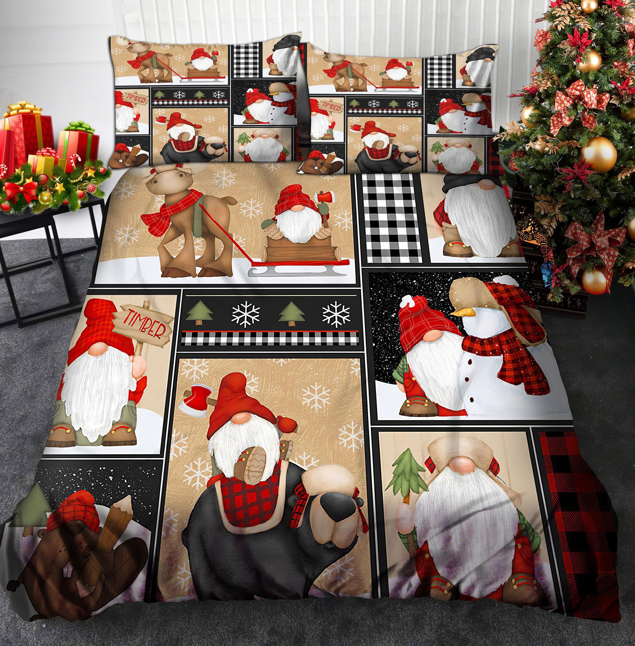 Gnome Christmas Bedding Set