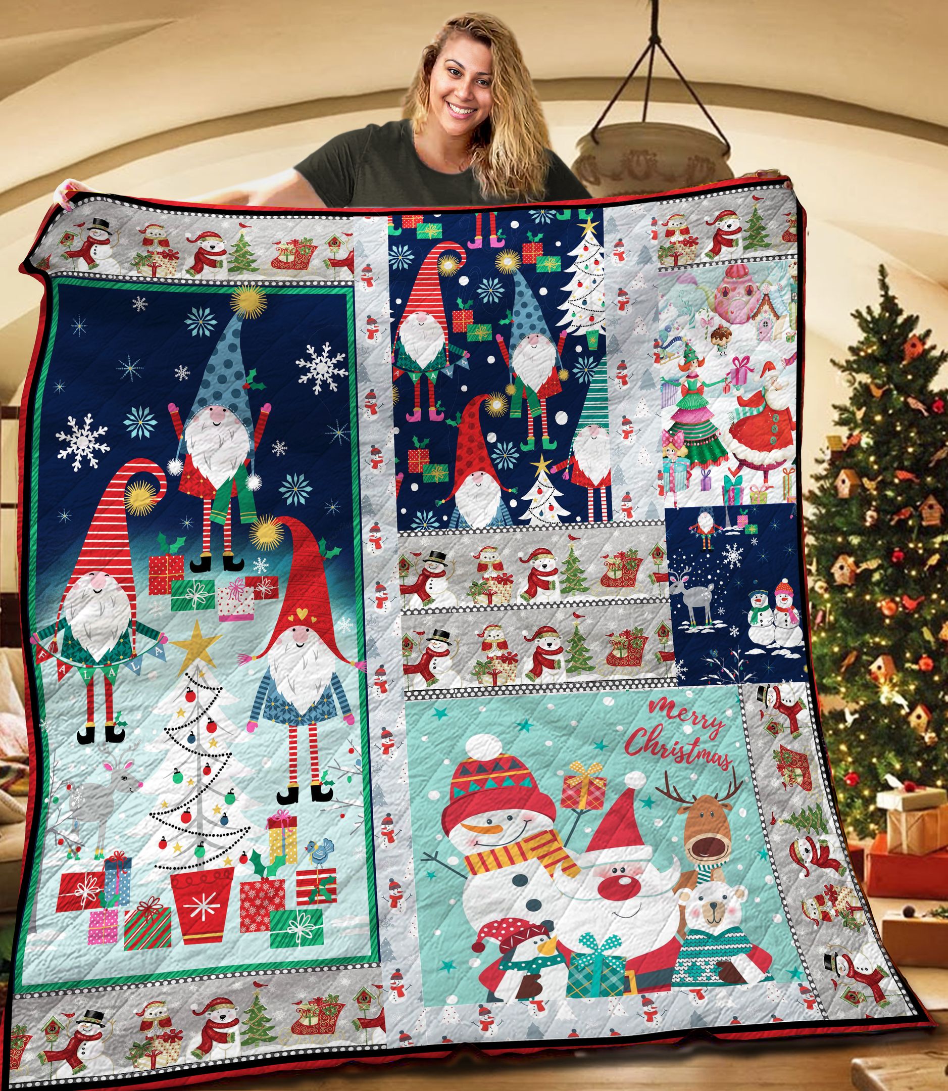 Gnome Christmas TNT141103NH Quilt Blanket