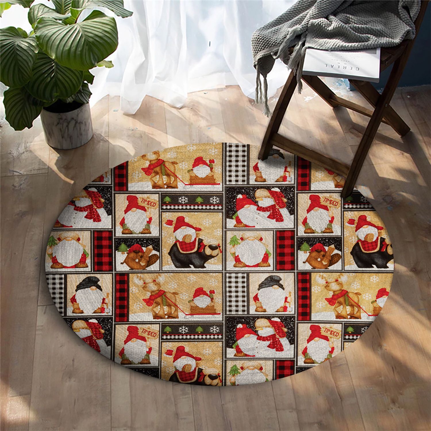 Gnome Christmas Round Carpet