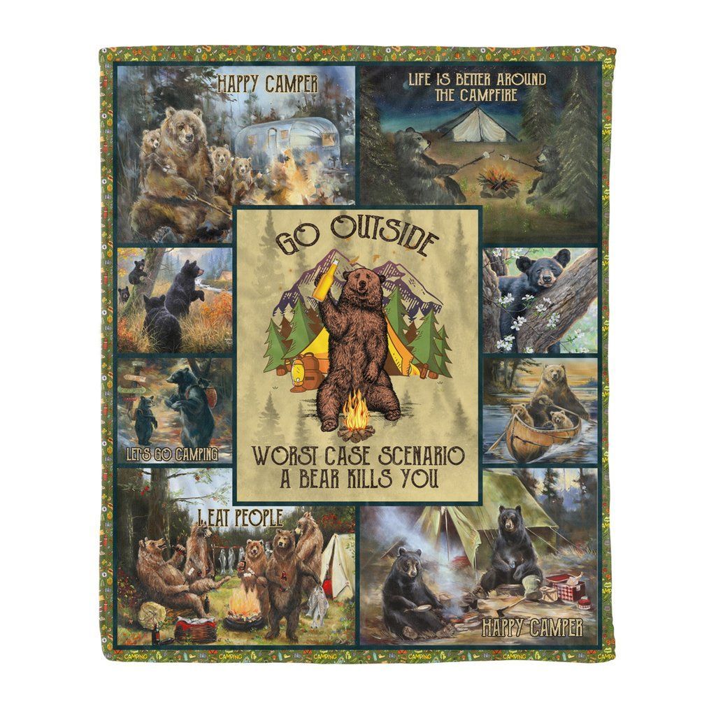 Go Outside Beer Kills You Camping Sherpa Fleece Blanket
