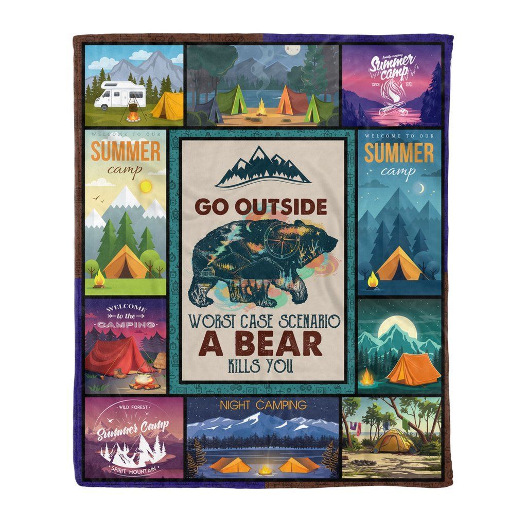 Go Outside Beer Kills You Camping Sherpa Fleece Blanket