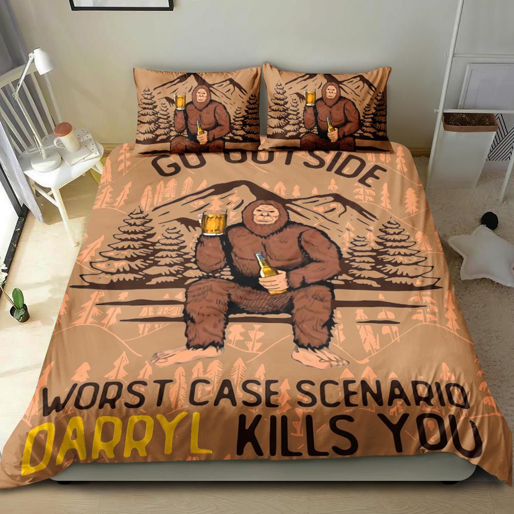 Go Outside Worst Case Scenario Darryl Kills You Bigfoot Bedding Set