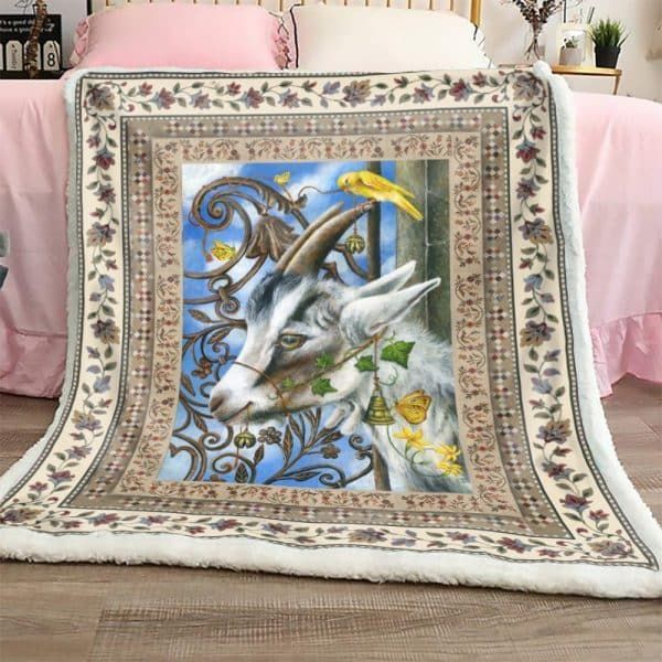 Goat And Birds Sherpa Fleece Blanket