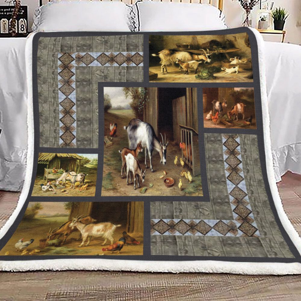 Goat And Chicken Sherpa Fleece Blanket