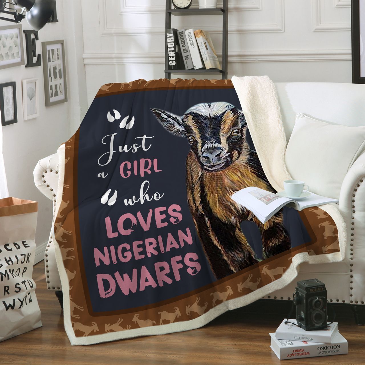 Goat Girl Loves Nigerian Dwarfs Sherpa Fleece Blanket