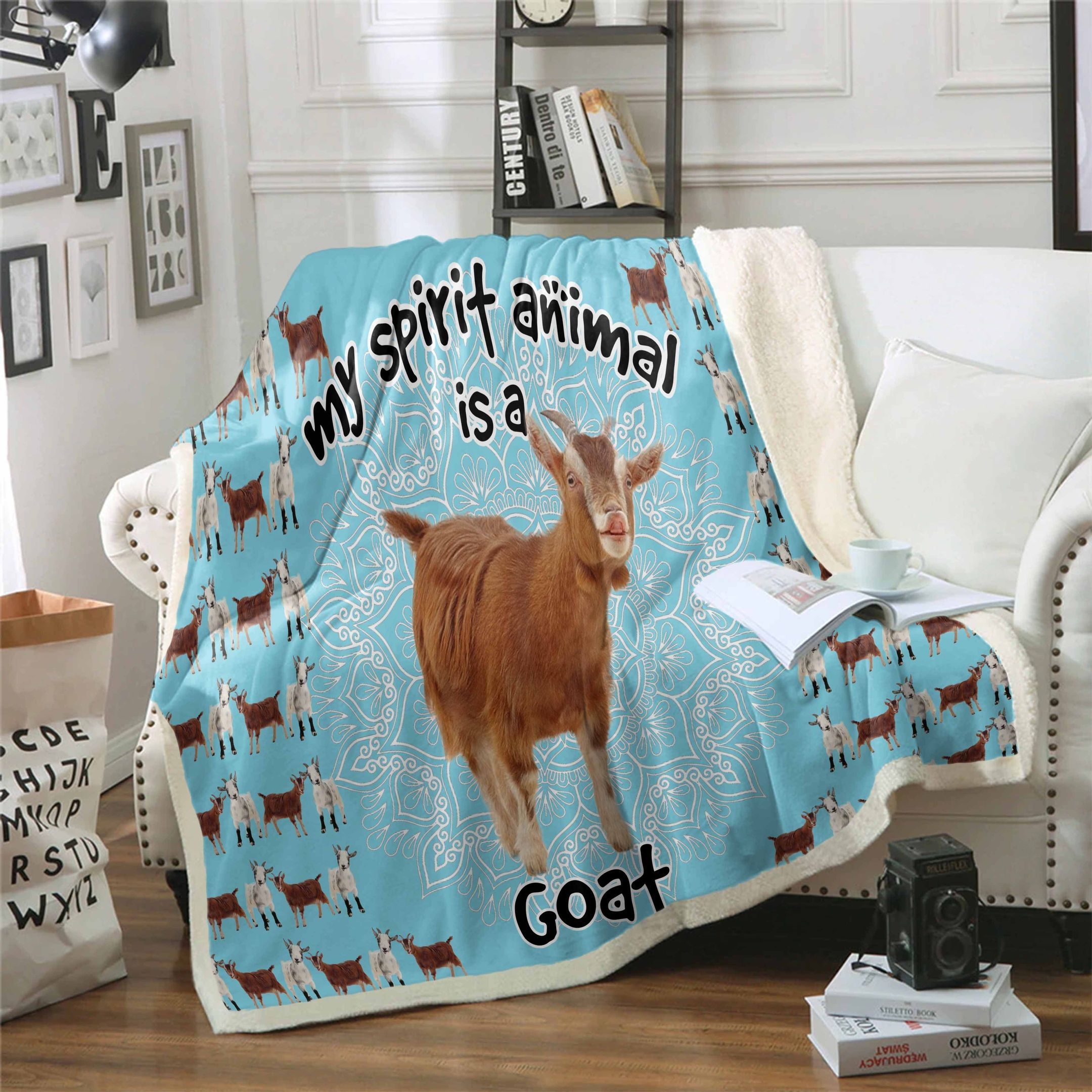 Goat Is My Spirit Animal Sherpa Fleece Blanket