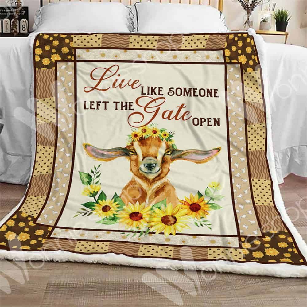 Goat Live Like Someone Left The Gate Open Sherpa Fleece Blanket