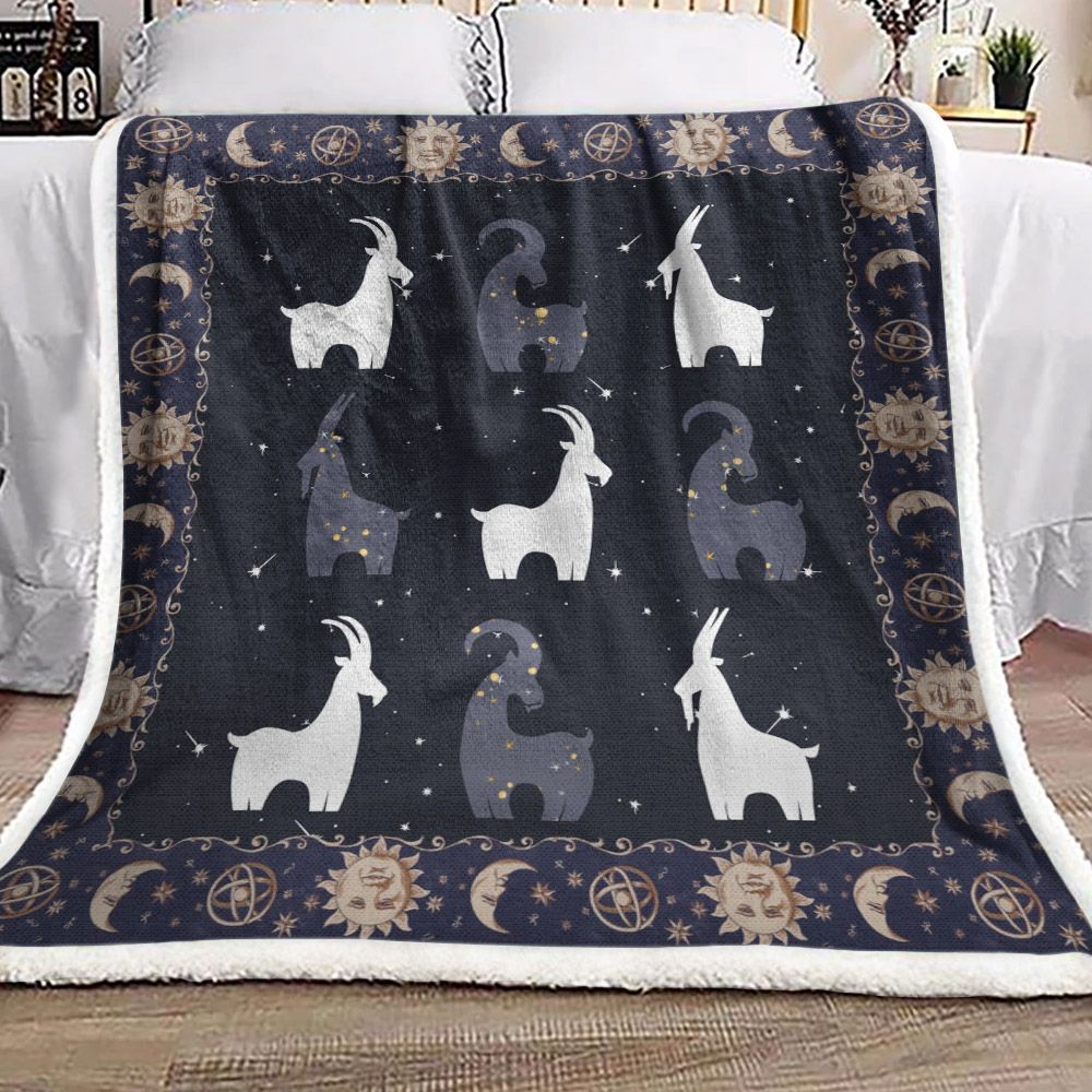 Goat Stars And Goats Sherpa Fleece Blanket