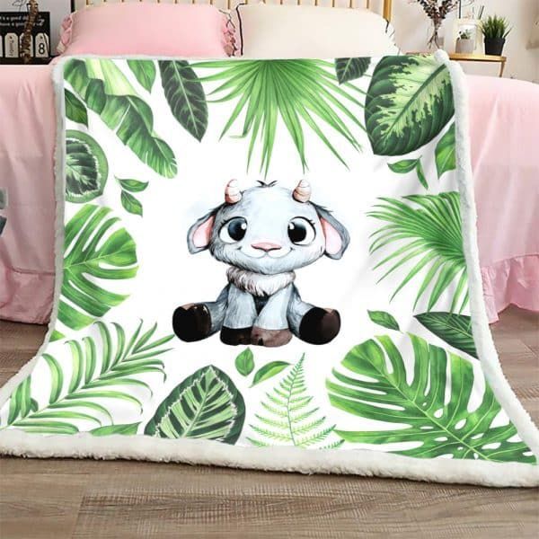 Goat Tropical Sherpa Fleece Blanket