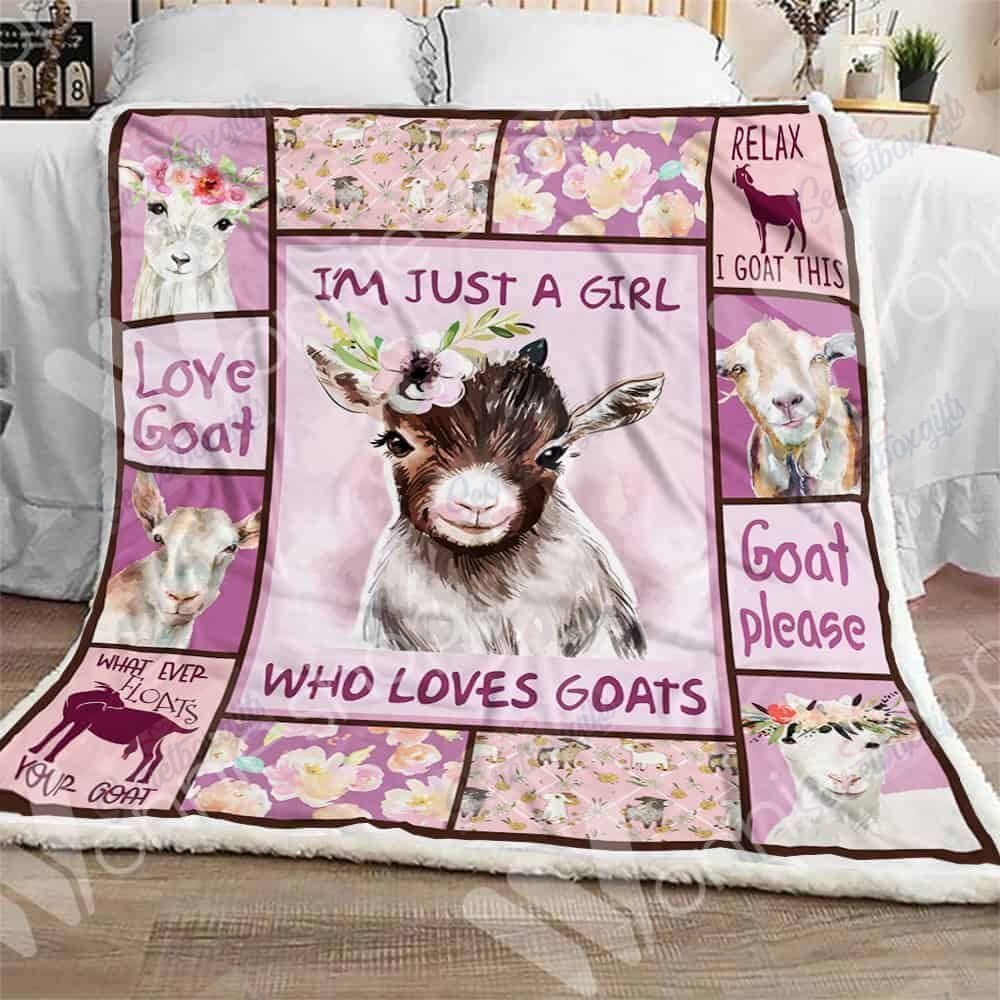 Goats I Am Just A Girl Who Loves Goats Fleece Blanket