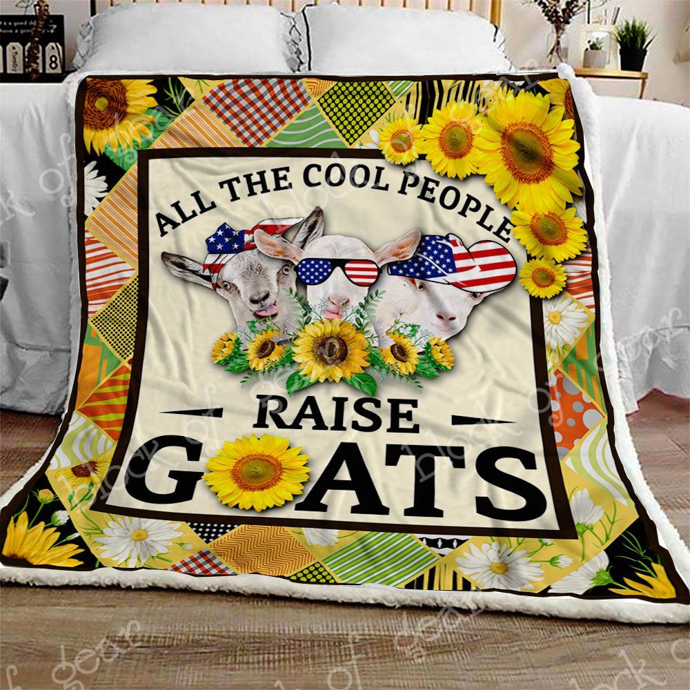 Goats Sunflower Sherpa Fleece Blanket