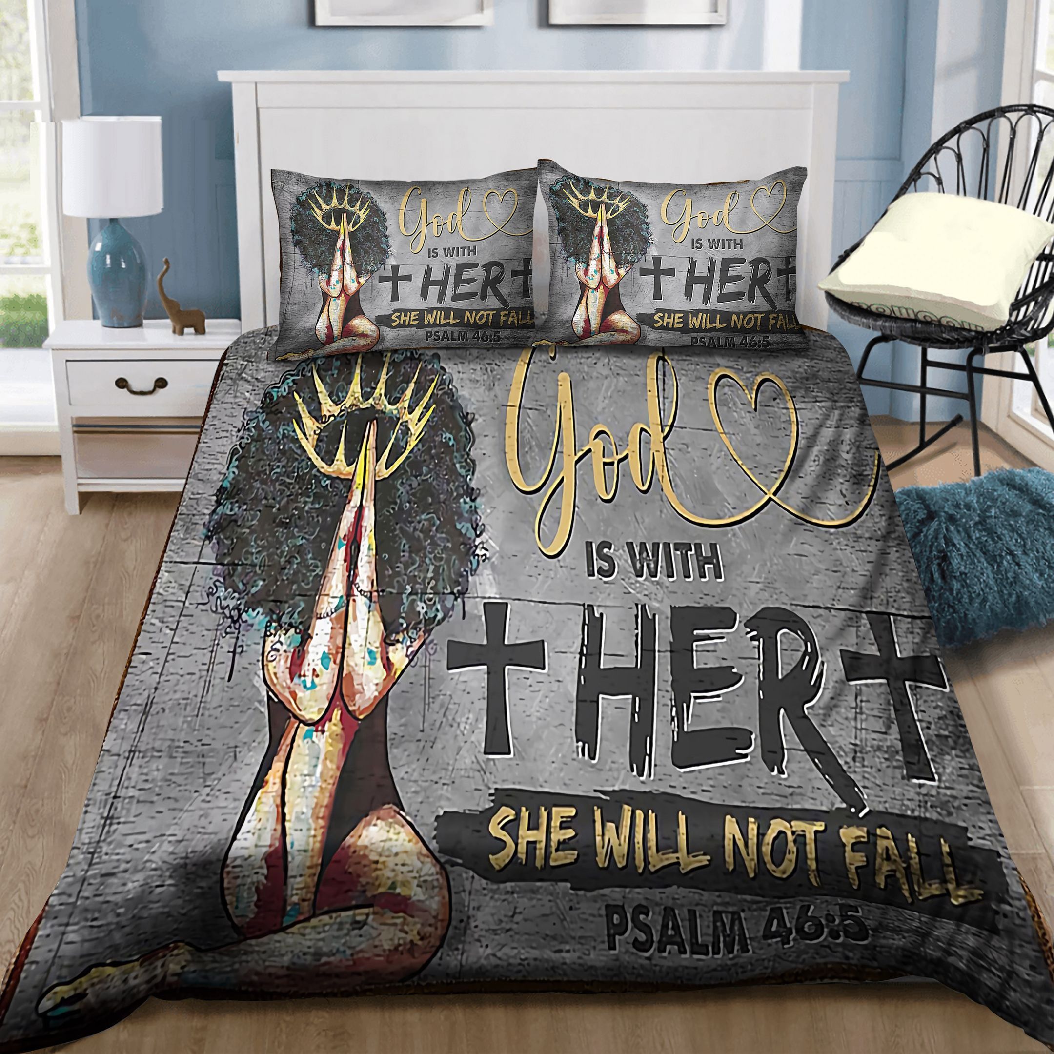 God Is With Her Bedding Set