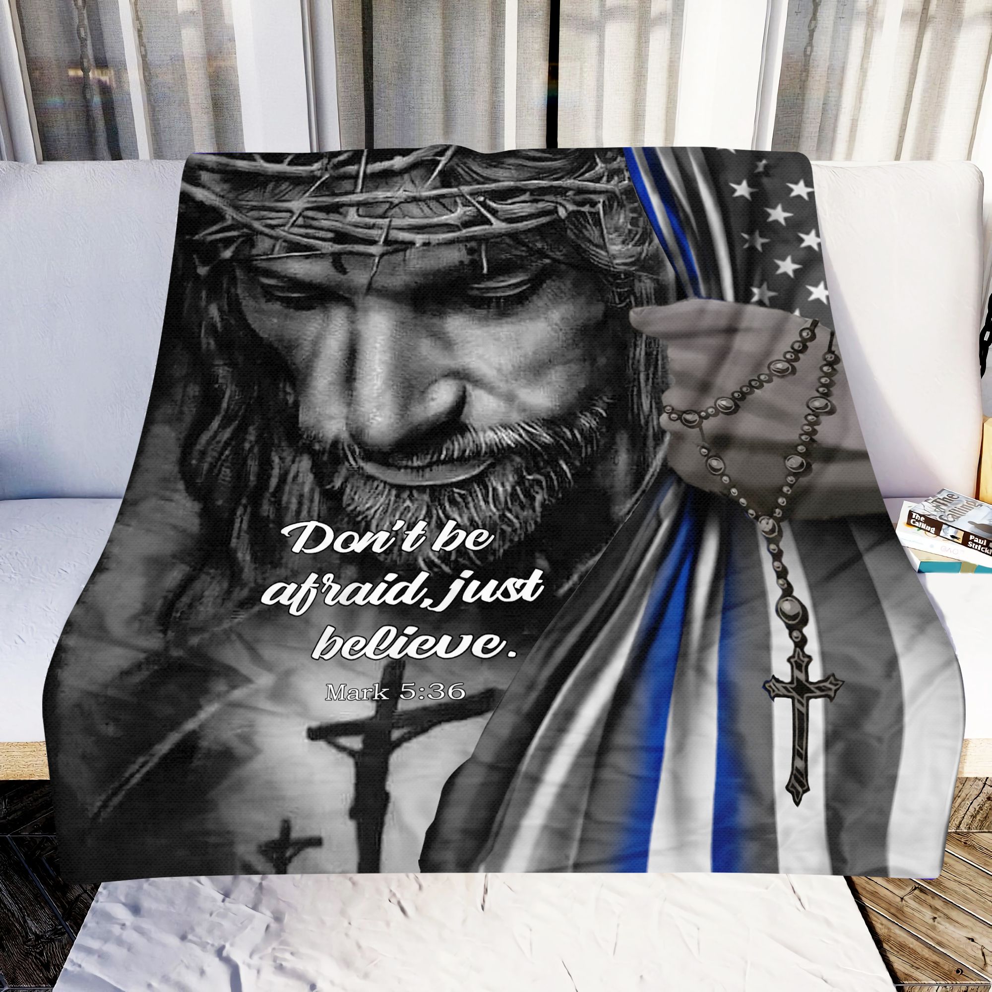 God Jesus American Flag Fleece Blanket