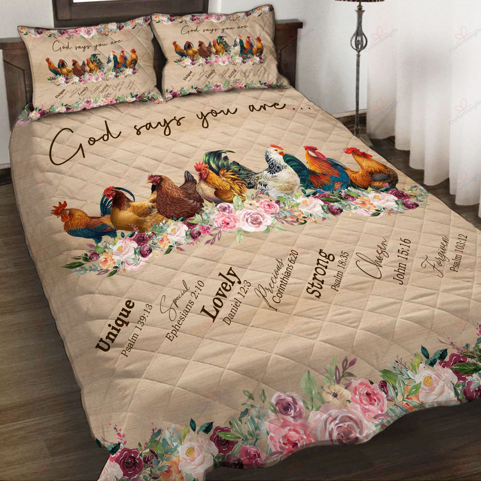 God Says You Are Chickens Bedding Set