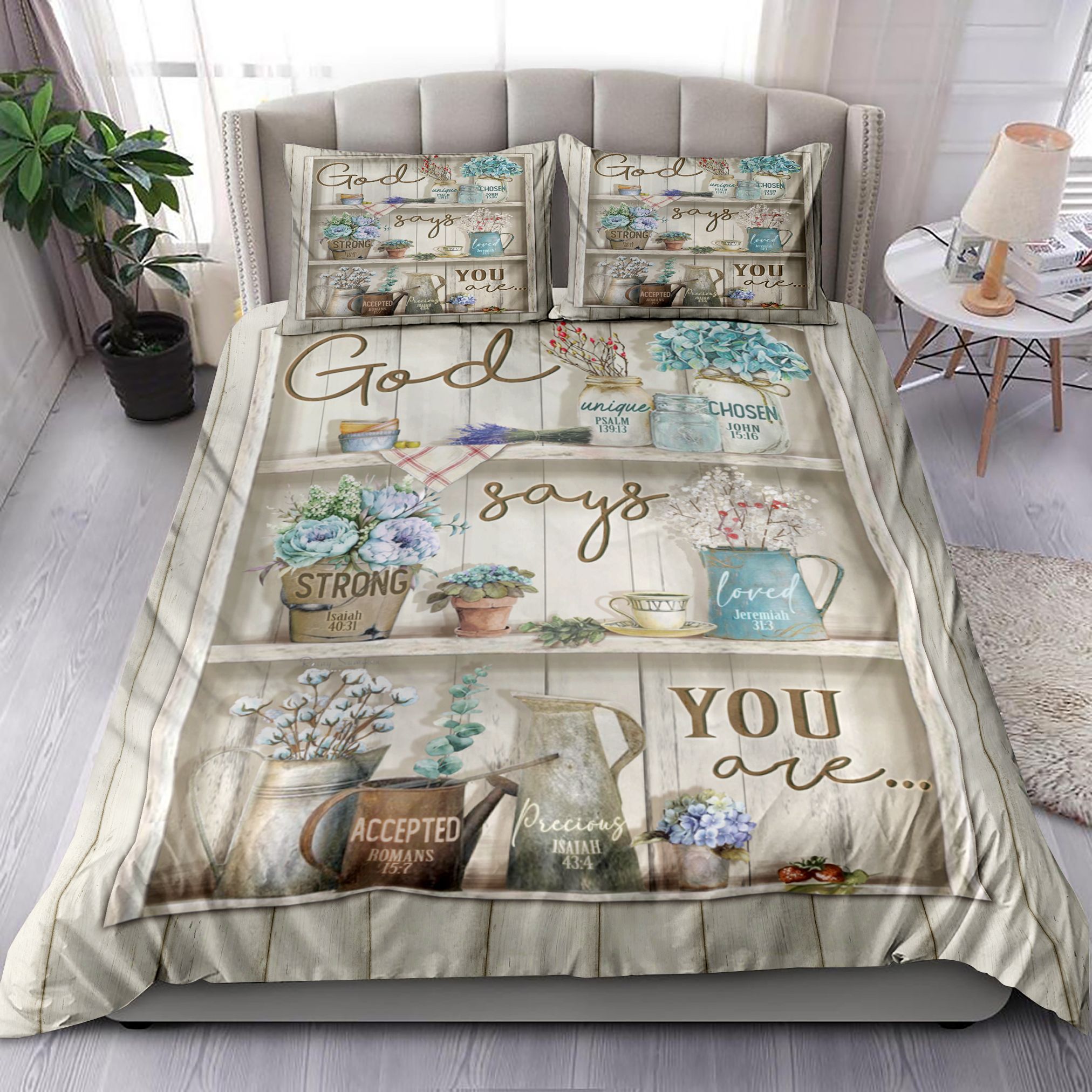 God Says You Are Flower Bedding Set