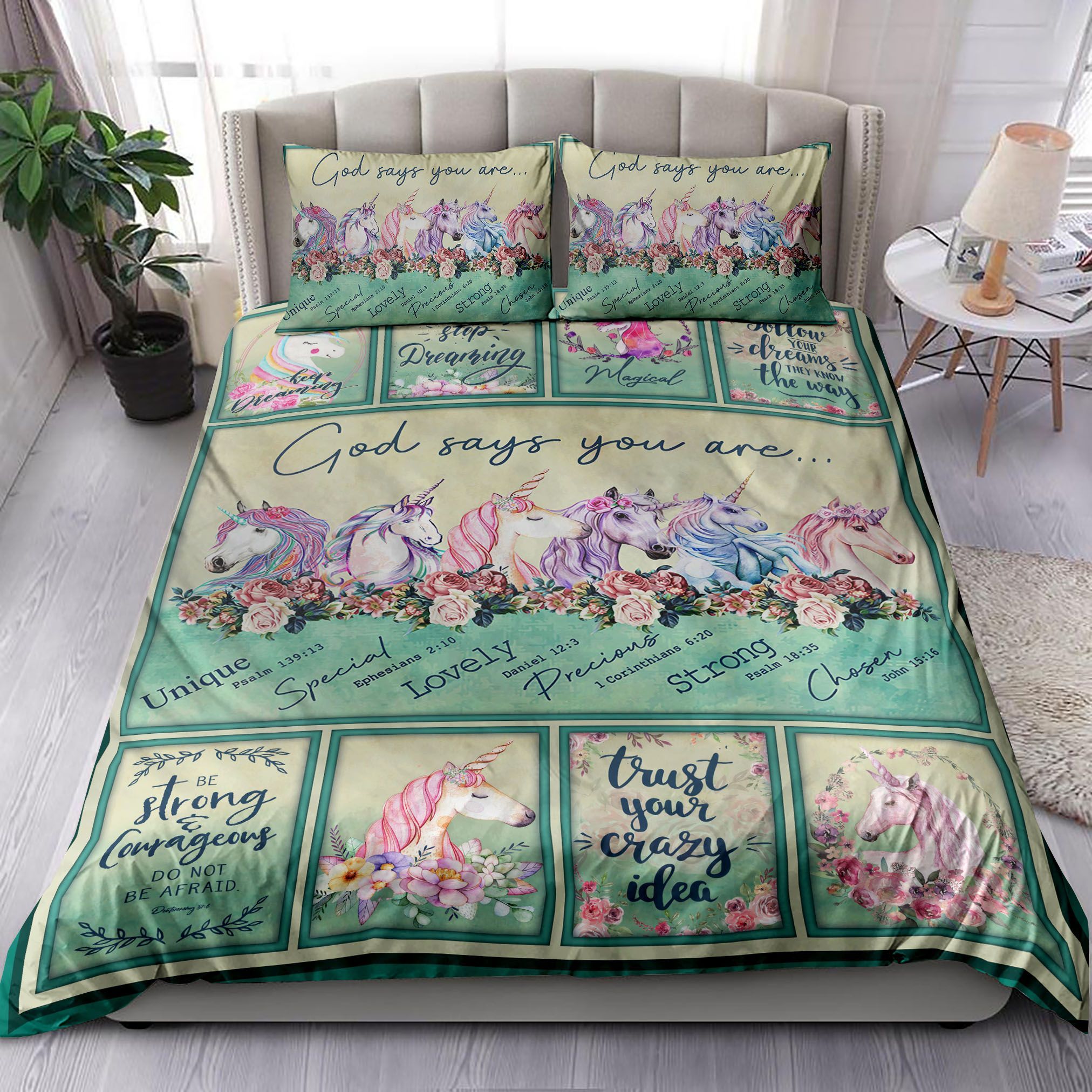 God Says You Are Unicorn Bedding Set