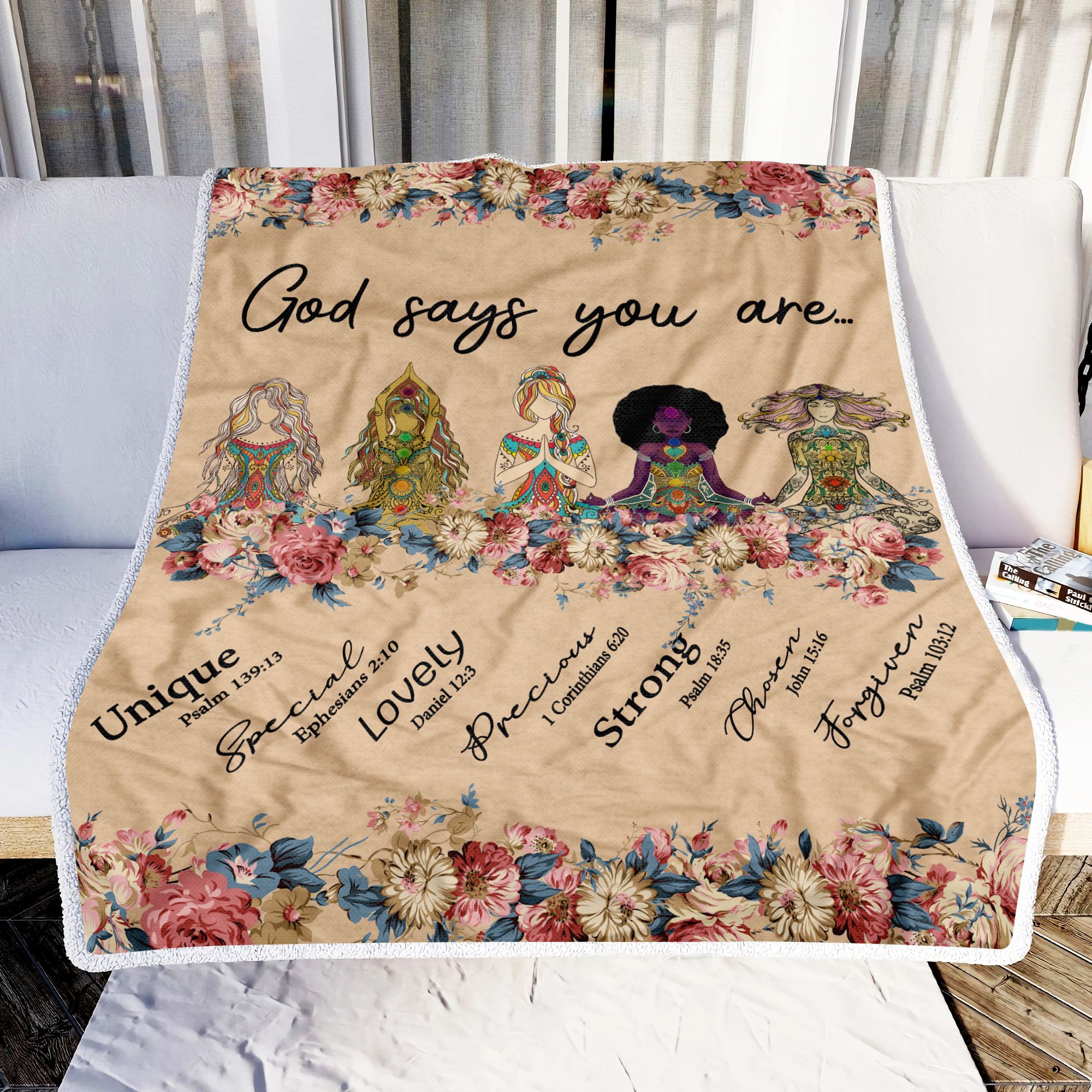 God Says You Are Yoga Girl Fleece Blanket