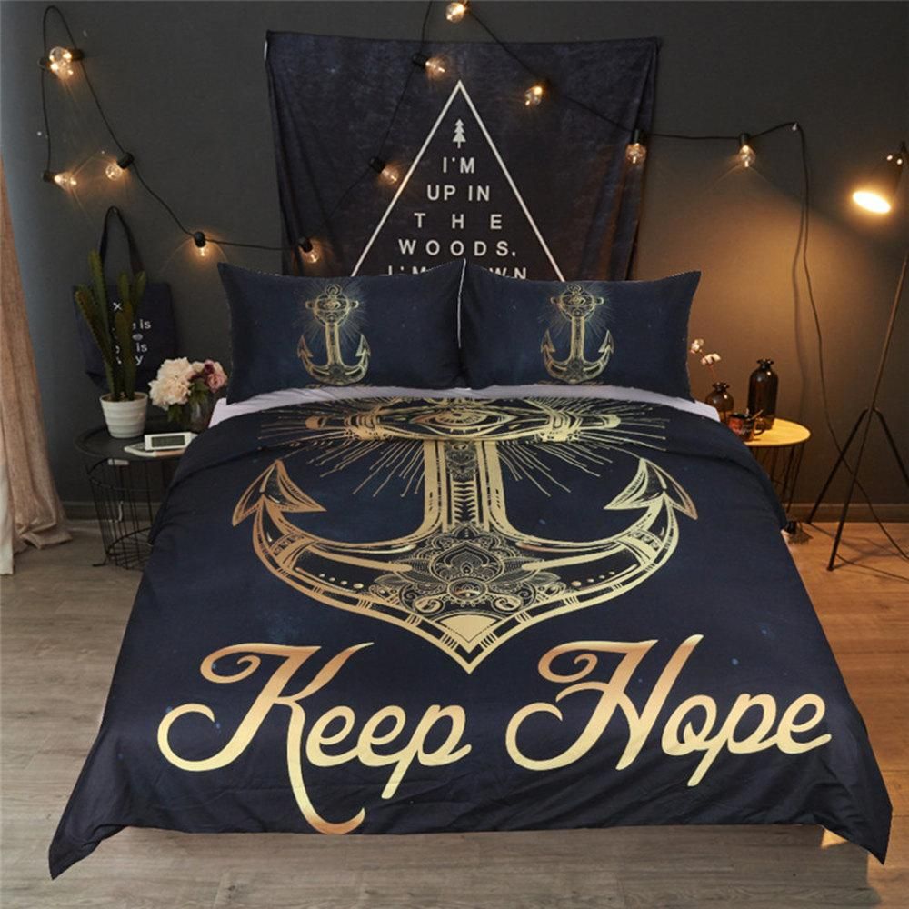 Gold Anchor Keep Hope Bedding Set