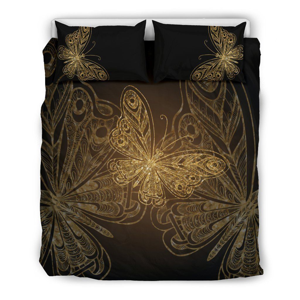 Gold Butterfly Bedding Set