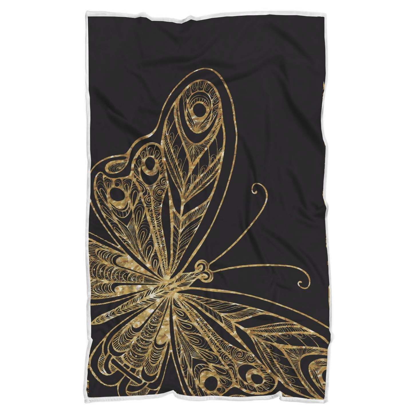 Gold Butterfly Sherpa Fleece Blanket