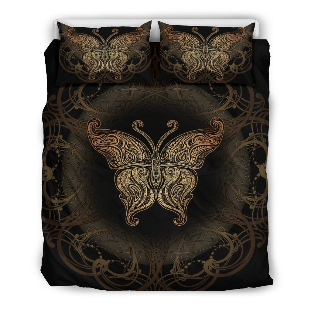 Gold Butterfly Bedding Set