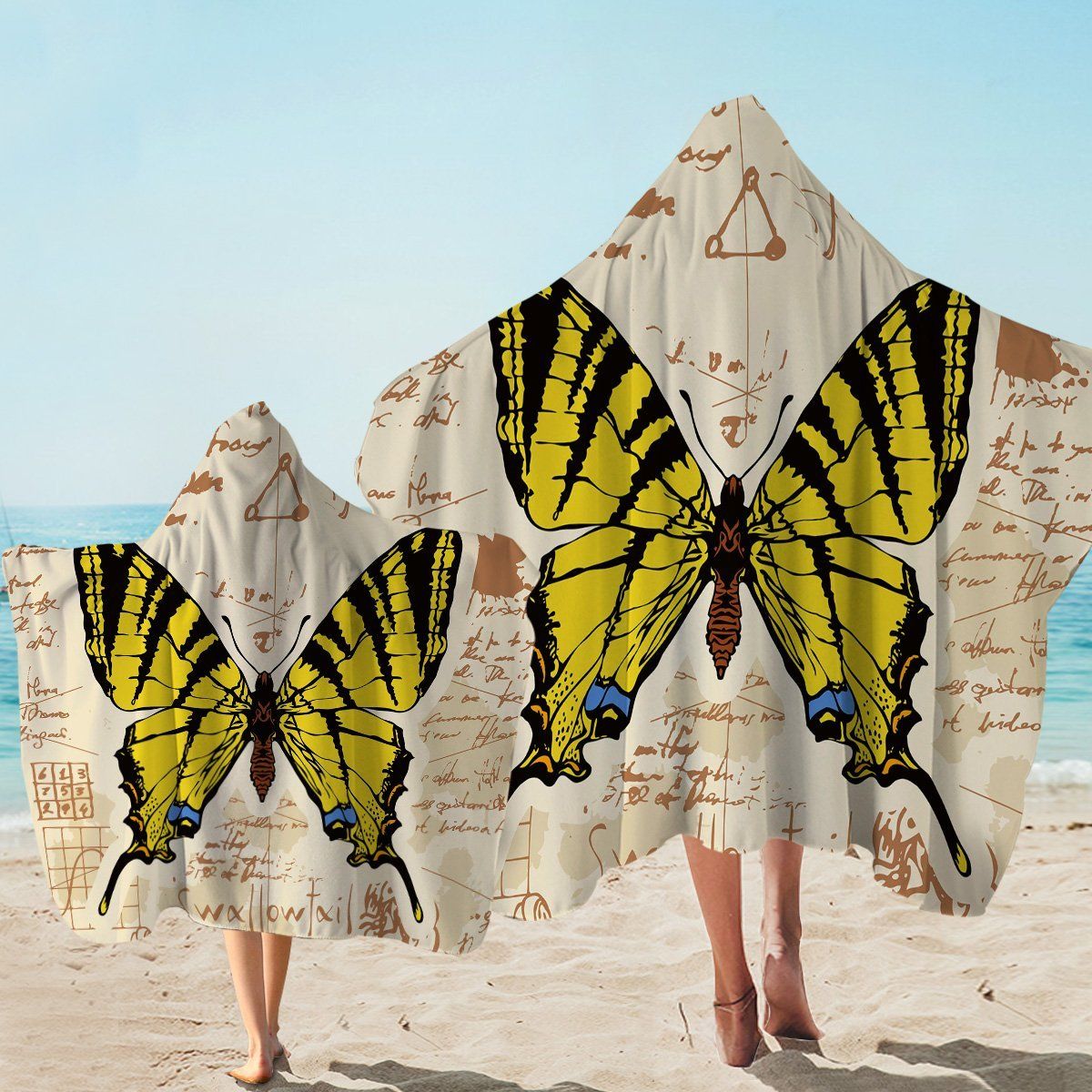 Gold Butterfly Letter Printed Hooded Towel