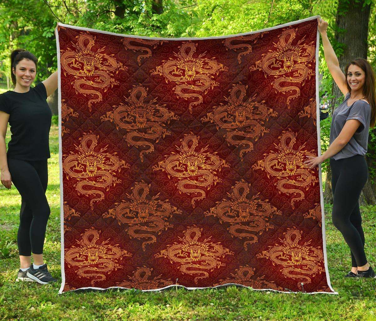 Gold Chinese Dragon CL17100291MDQ Quilt Blanket