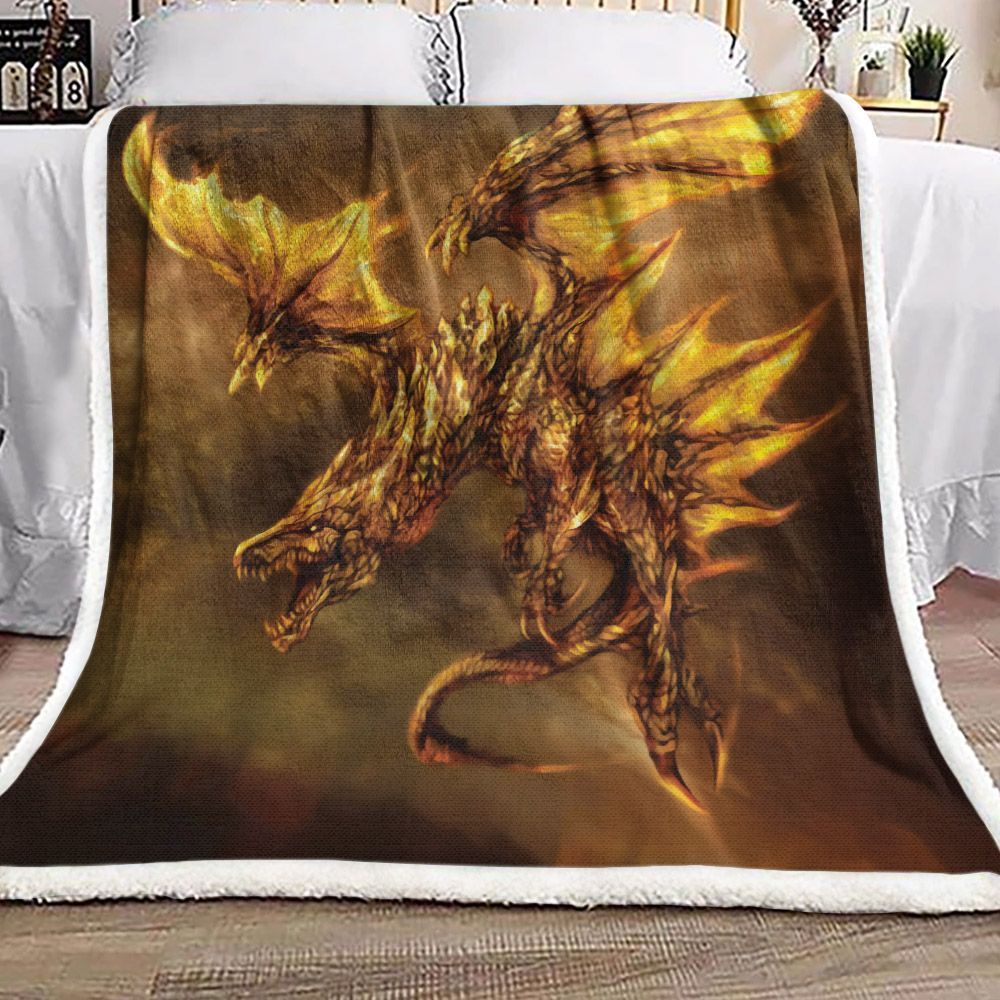 Gold Dragon Sherpa Fleece Blanket