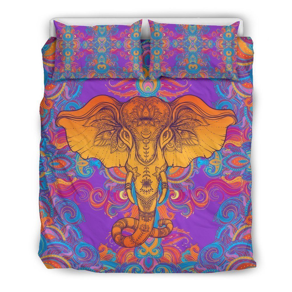 Gold Elephant Indian Bedding Set